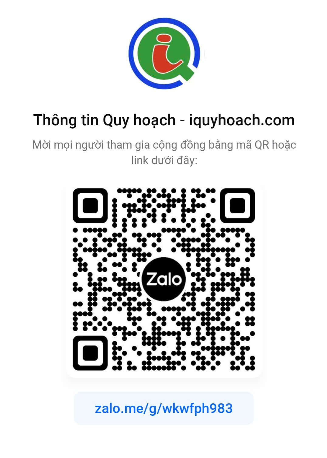 QR Zalo nhóm Quy hoạch Hà Nội